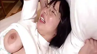 Big-titted Japanese girl reveals her mega boobs in a naughty 3P session! Awesome super-naughty messy action!