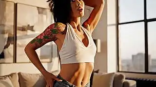 Mujer asiática sexualizando